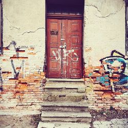 Closed door of old building