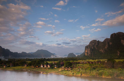 Scenic view of lake against sky