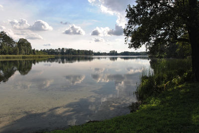 Scenic view of lake against sky