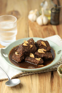 Semur daging sapi or beef stew, indonesian popular menu during idul adha with sweet and savory taste