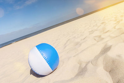 High angle view of ball on beach