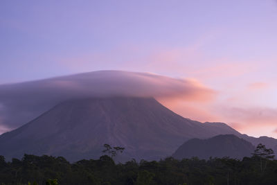 Scenic view of mountains against sky during sunset