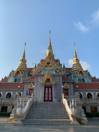 Low angle view of temple building against sky