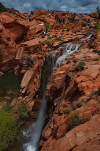 Scenic view of waterfall