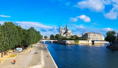 High angle view of blue mosque against cloudy sky
