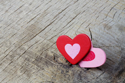 Close-up of heart shape on wood