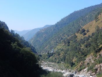 Scenic view of mountains against clear sky