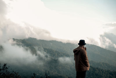 A man is looking the beauty mountain range