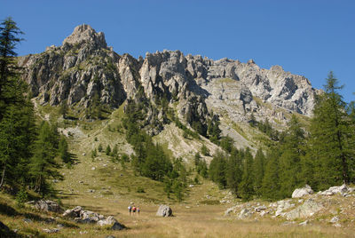 Scenic view of mountains against clear sky