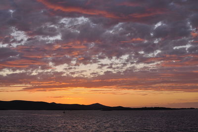 Scenic view of cloudy sky over sea during sunset