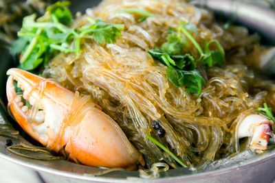 High angle view of seafood in plate