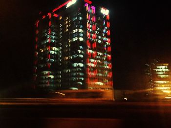 Illuminated buildings at night