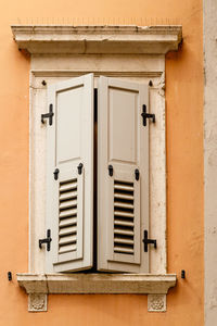 Closed door of building
