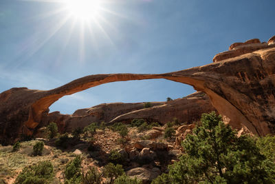 Low angle view of rock formation