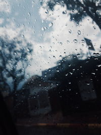 Full frame shot of raindrops on glass window