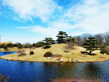 Scenic view of lake against sky