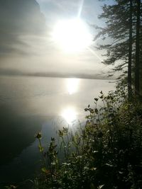 Scenic view of sunset over lake