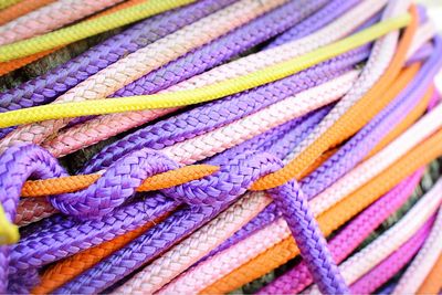 Full frame shot of multi colored ropes