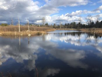 Scenic view of lake against sky