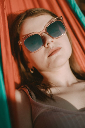 Portrait of woman wearing sunglasses