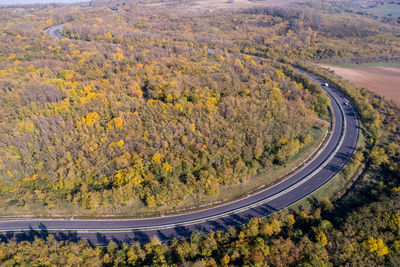 High angle view of road on landscape against sky