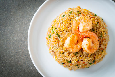 High angle view of food in plate