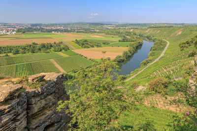 View from the hessigheim felsengarten vineyards to besigheim and the neckar river