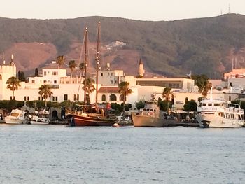 Town with mountain range in background