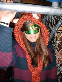 Portrait of girl wearing hat during winter