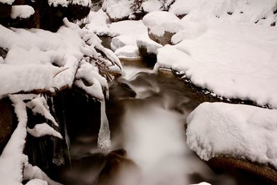 Close-up of frozen water