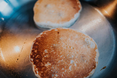 Close up of pancakes in a pan