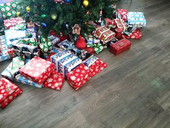 High angle view of christmas tree