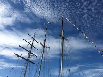 Low angle view of sailboat against sky