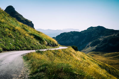 Small mountain road with view of the durmitor national park