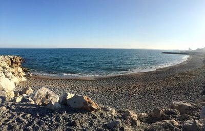 Scenic view of sea against clear sky