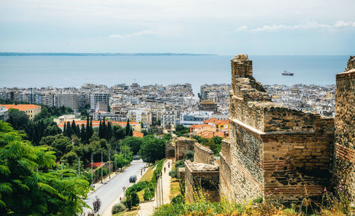 View of cityscape against clear sky