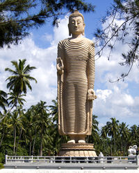 Rear view of man standing against sky