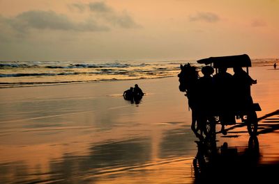 Scenic view of sea at sunset