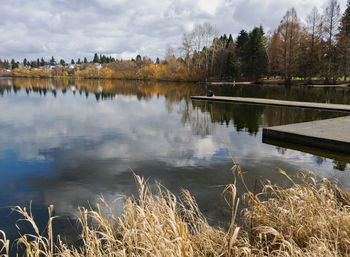 Scenic view of lake against sky