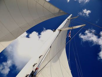 Low angle view of sailboat against sky