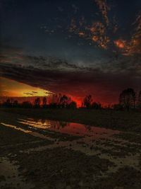 Scenic view of field against sky during sunset