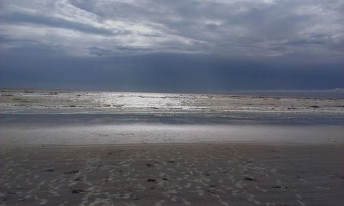 Scenic view of sea against cloudy sky