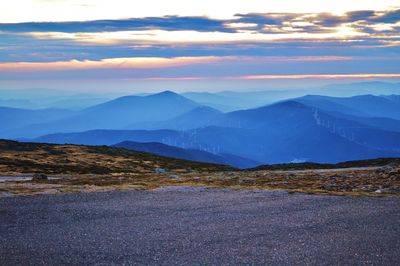 Scenic view of landscape against sky during sunset