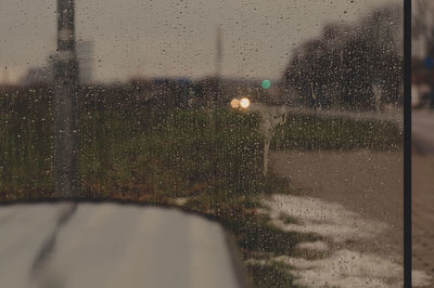 Close-up of water drops on glass