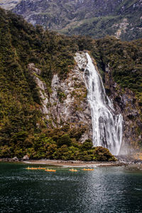 Scenic view of waterfall