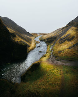 Scenic view of stream against clear sky