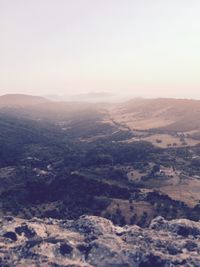 Aerial view of landscape against clear sky