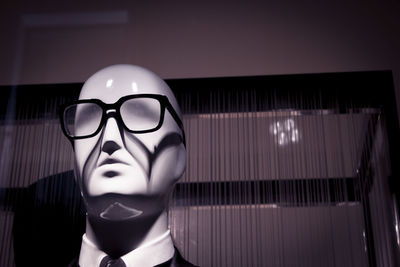 Close-up of mannequin with eyeglasses