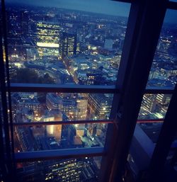 Cityscape seen through window