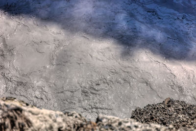 High angle view of snow on land